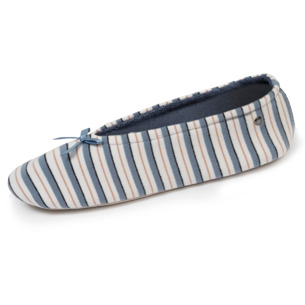 Chaussons ballerines grand nœud Femme Rayure marinière - Isotoner