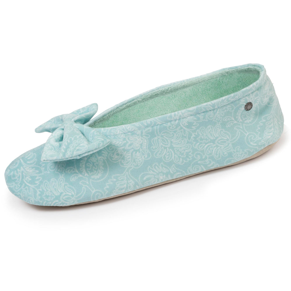 Chaussons ballerines grand nœud Femme Vert d'eau - Isotoner