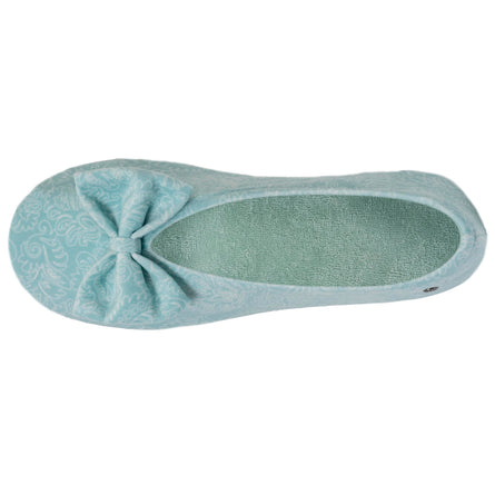 Chaussons ballerines grand nœud Femme Vert d'eau - Isotoner