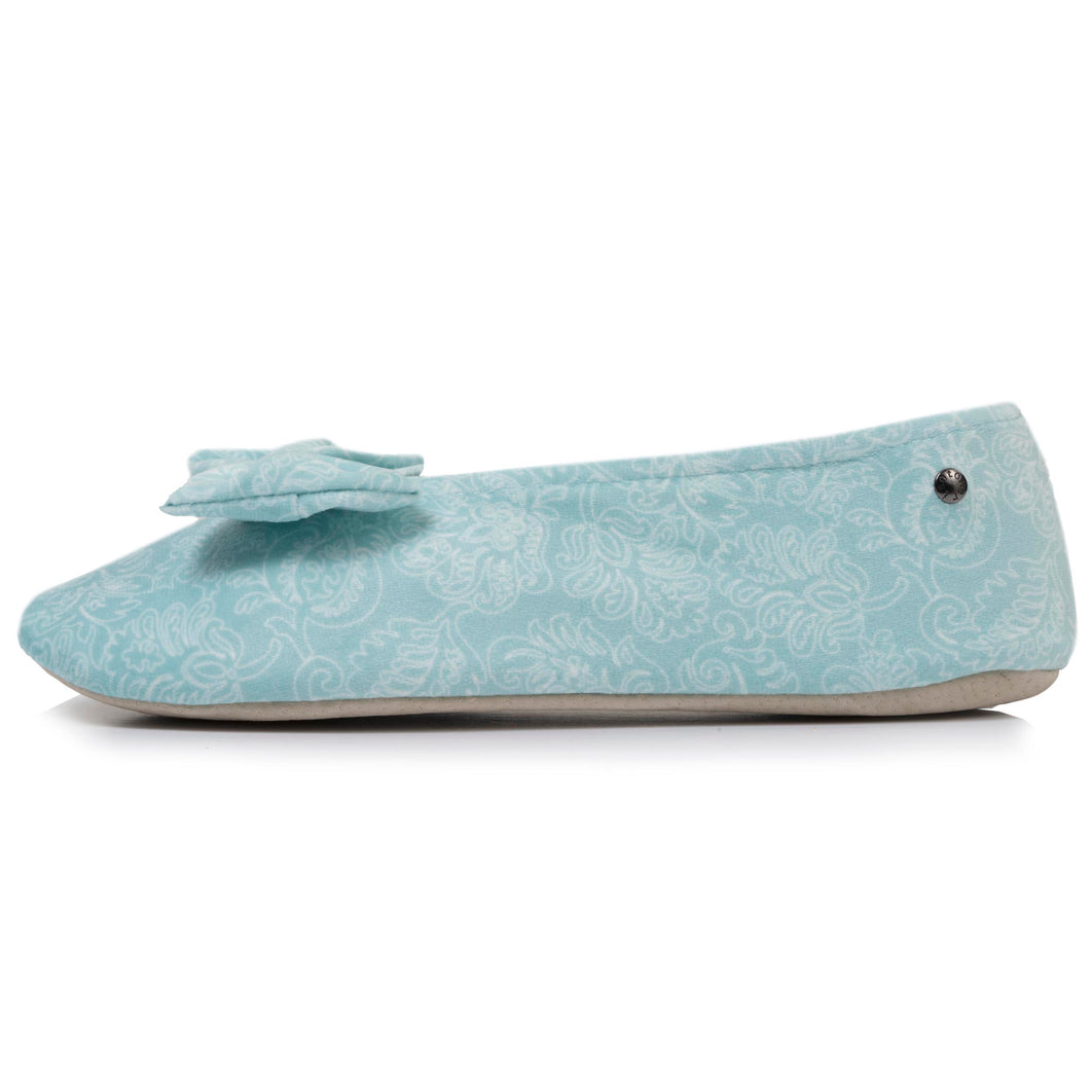 Isotoner Chaussons Ballerines Femme Grand Nœud - Confort Optimal Semelle Gomme Antidérapante