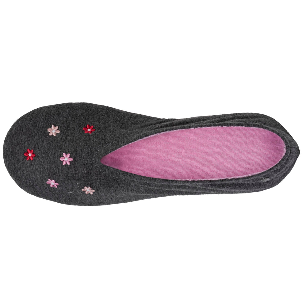 Chaussons ballerines Femme velours bio Gris chiné - Isotoner