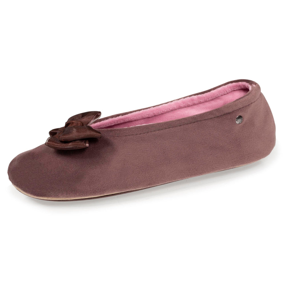 Chaussons ballerines Femme Nœud Taupe rose - Isotoner