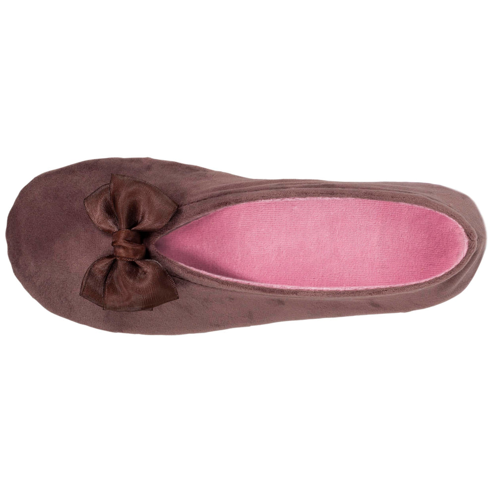 Chaussons ballerines Femme Nœud Taupe rose - Isotoner