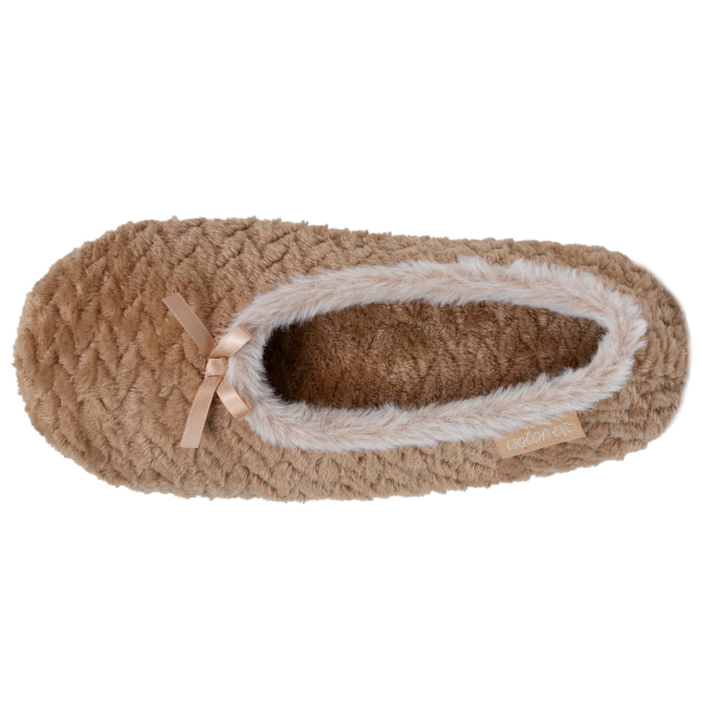 Chaussons ballerines texturés Femme Camel - Isotoner