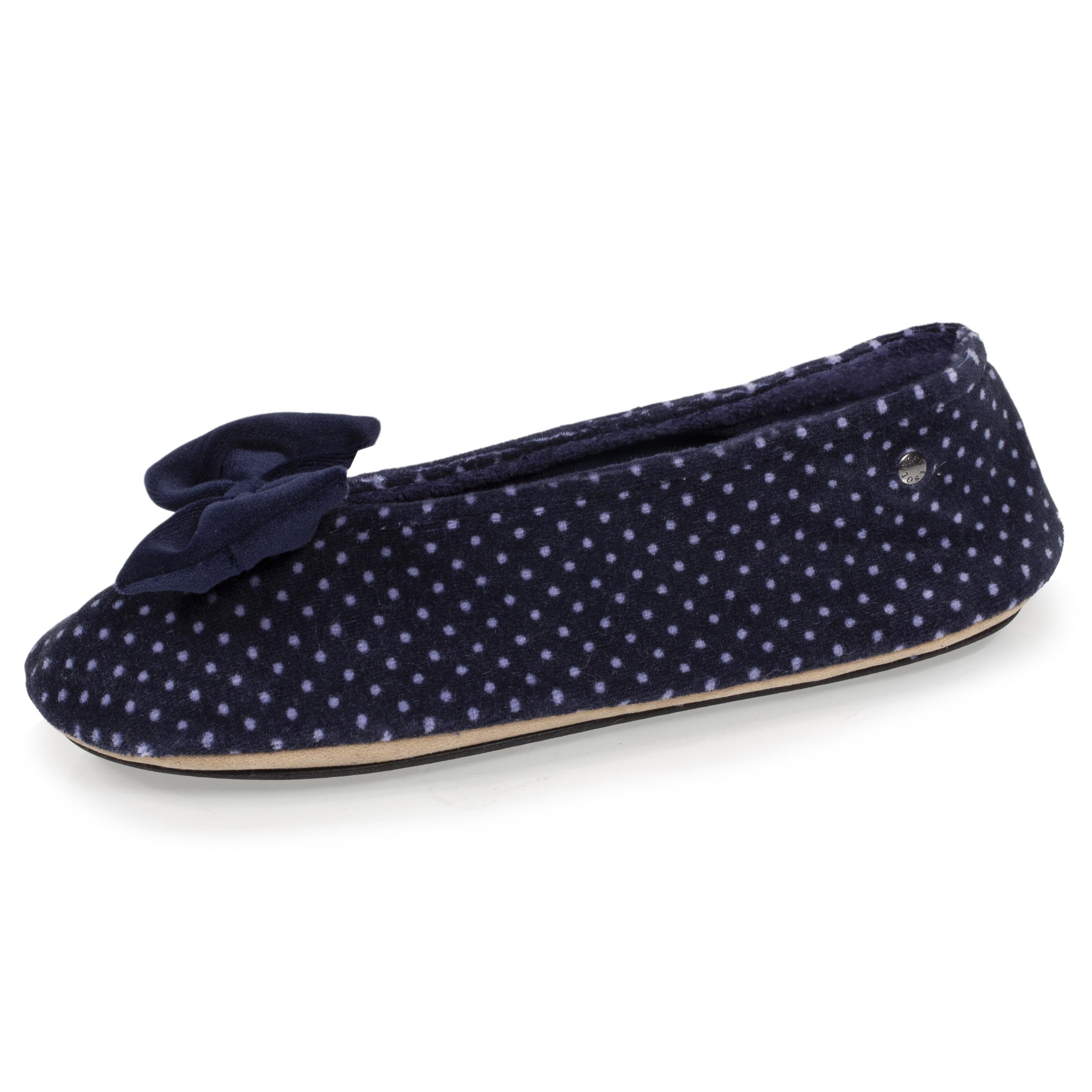 Chaussons ballerines Femme Grand Nœud Pois Isotoner.fr