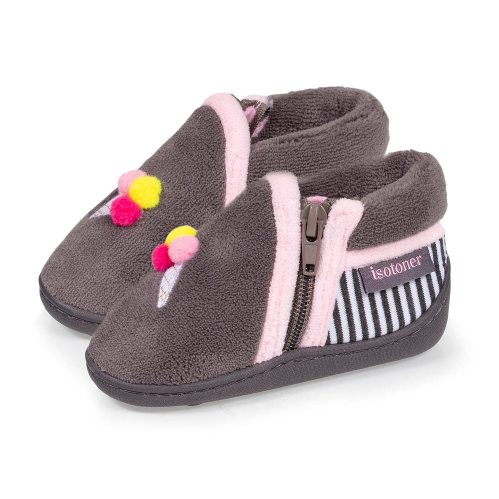 Chaussons bottillons zip Bébé Glace Gris - Isotoner