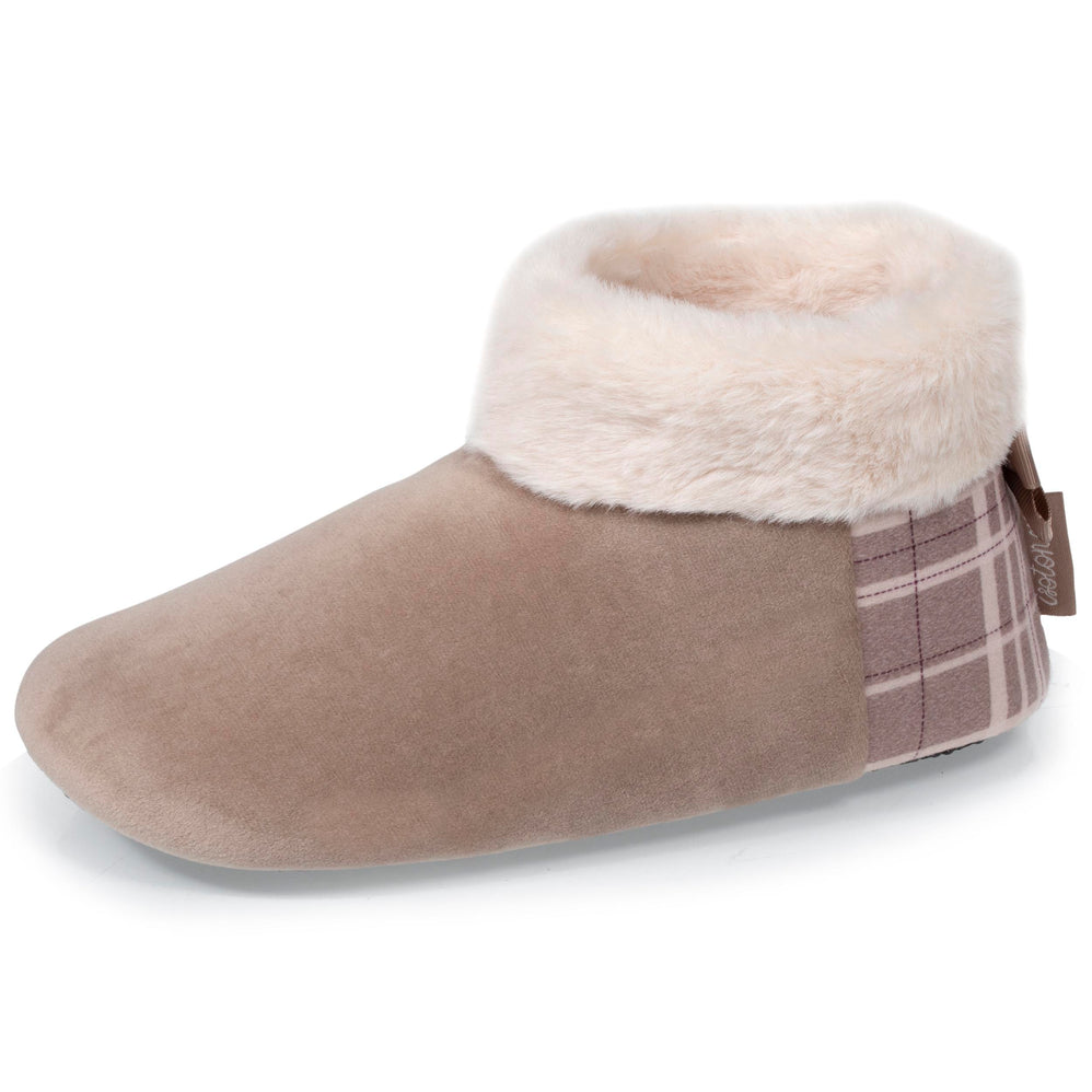 Chaussons bottillons Femme Beige tartan - Isotoner