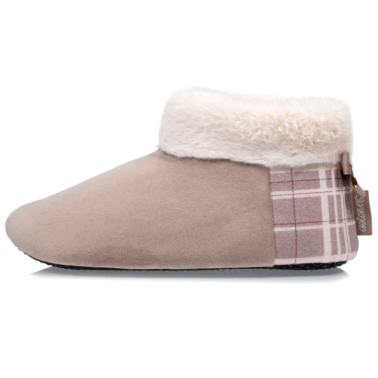 Chaussons bottillons Femme Beige tartan
