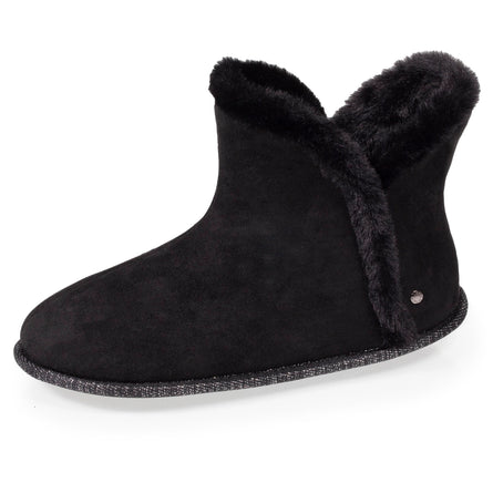 Chaussons bottillons Femme suédine Noir liseré brillant - Isotoner