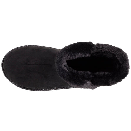 Chaussons bottillons Femme suédine Noir liseré brillant - Isotoner