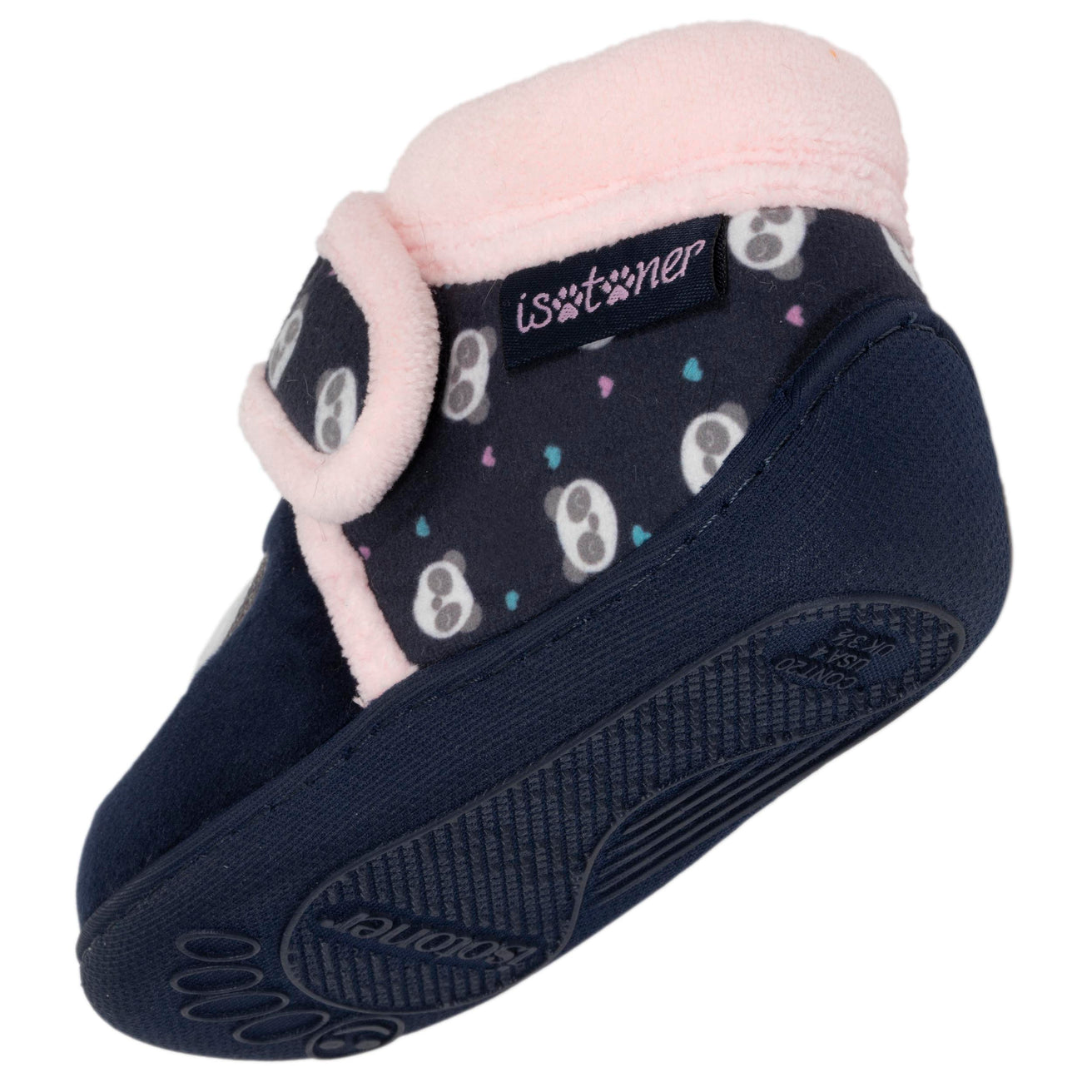 Chaussons bottillons scratch Bébé Marine panda Isotoner