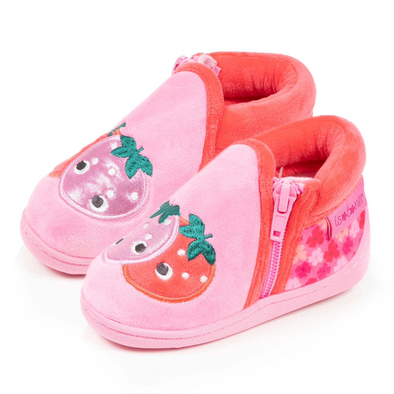 Chaussons bottillons zip Bébé fraise Rose