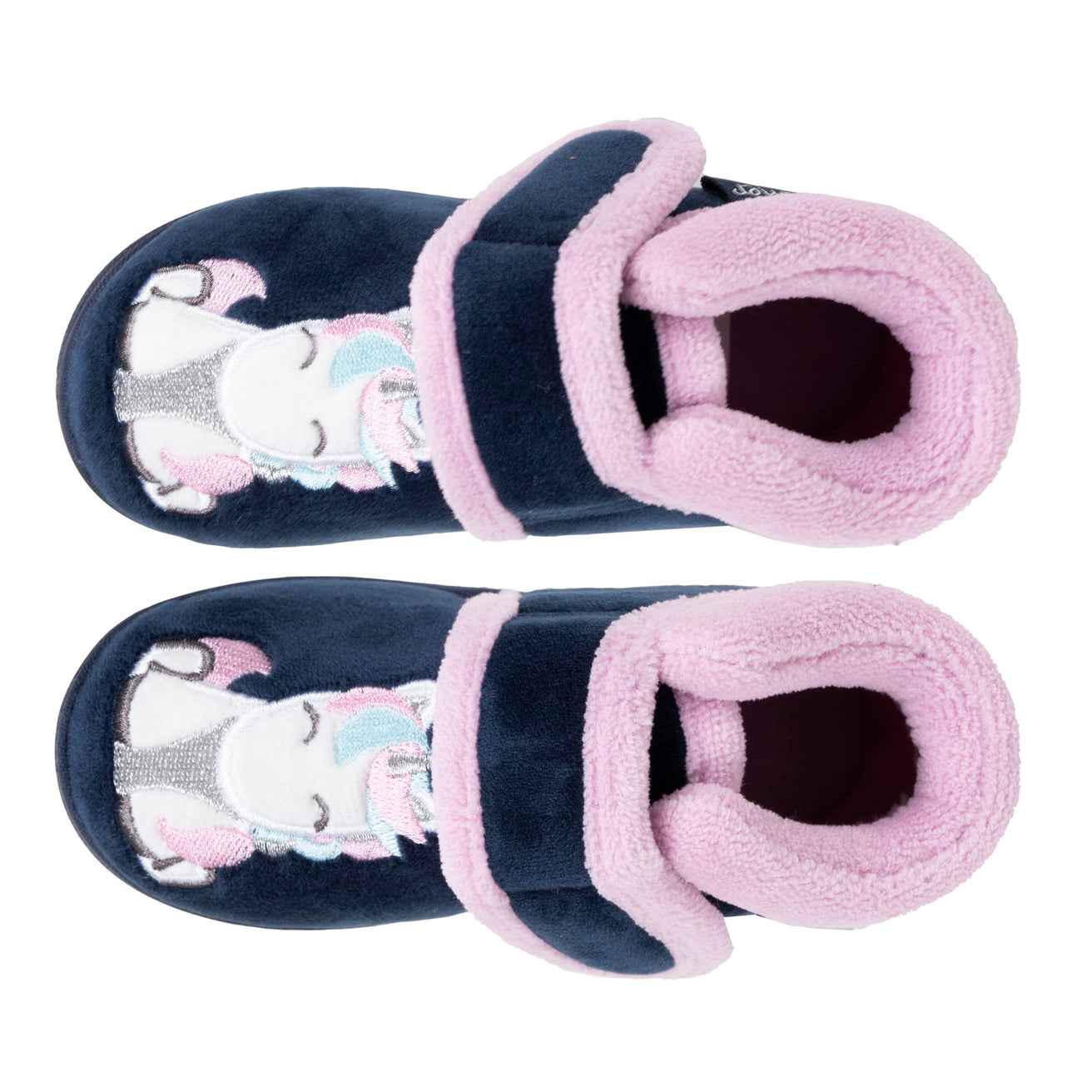 Chaussons bottillons velcro Bébé licorne Marine