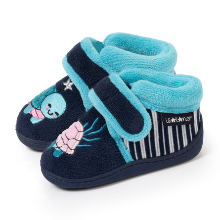 Chaussons bottillons velcro Enfant Marine Tortue - Isotoner
