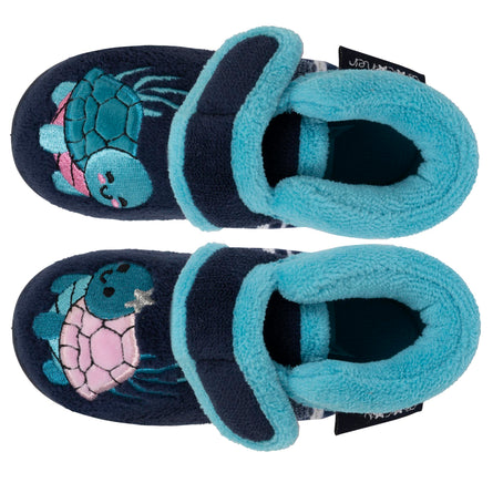 Chaussons bottillons velcro Enfant Marine Tortue - Isotoner