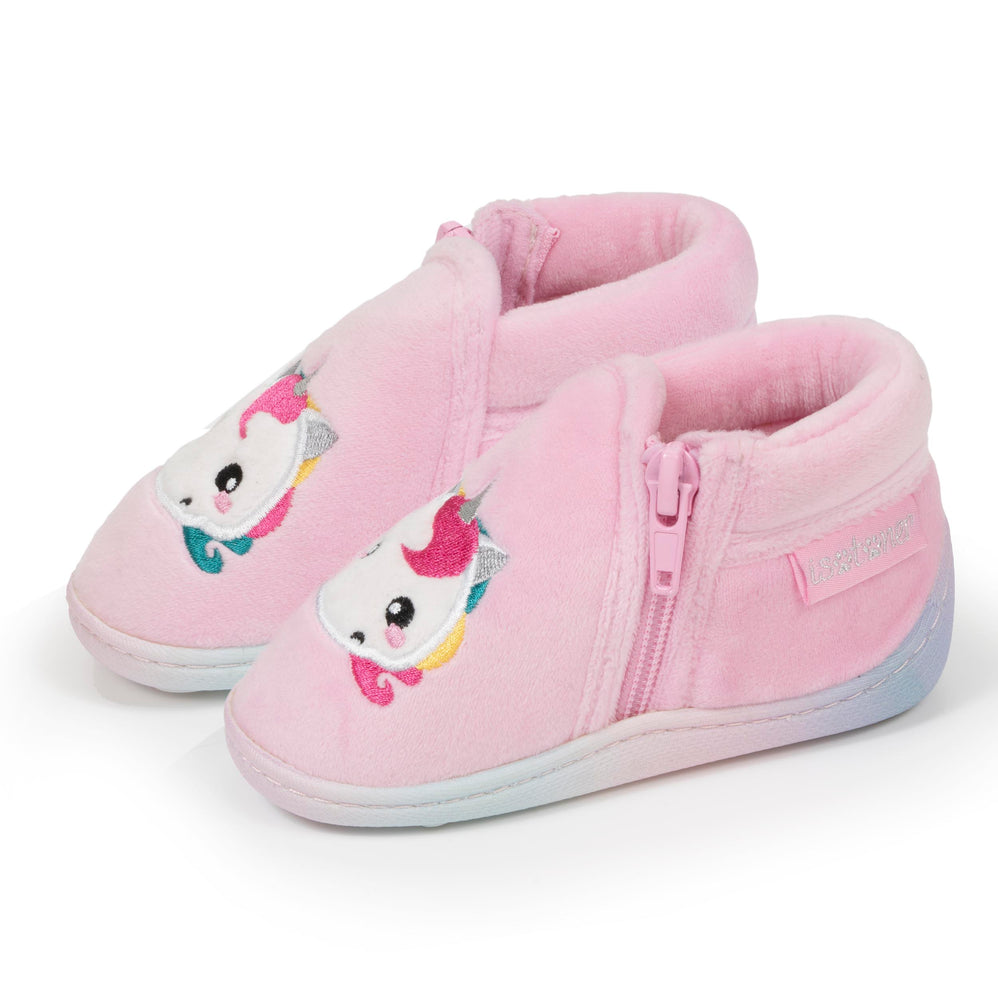 Chaussons bottillons zip Bébé Rose licorne - Isotoner