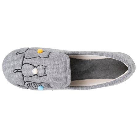 Chaussons charentaises Femme Chat fantaisie Gris irisé - Isotoner