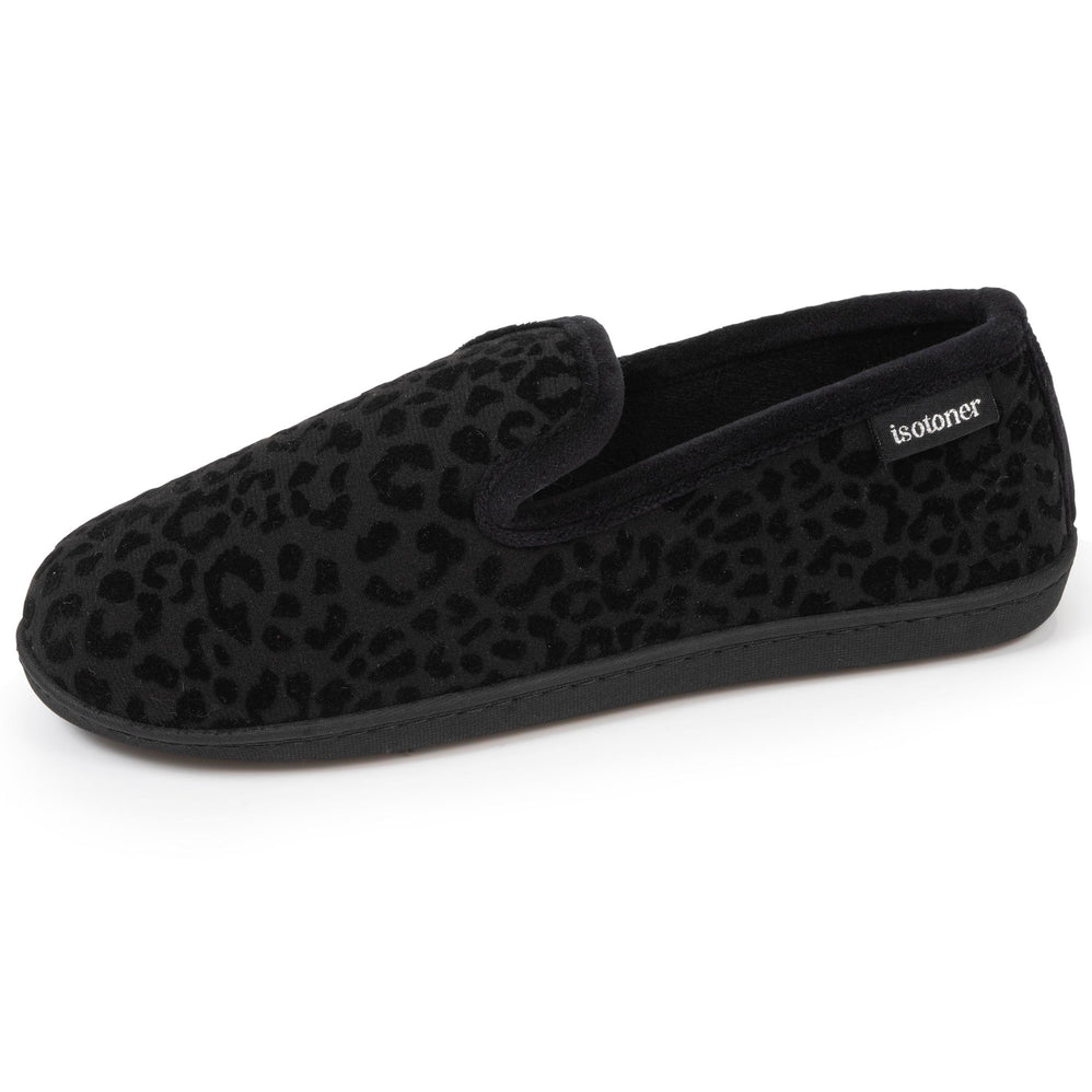 Chaussons charentaises Femme Noir Léopard - Isotoner