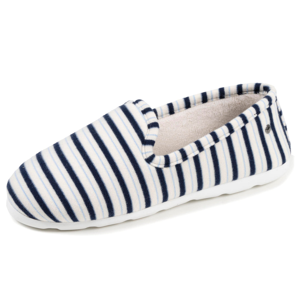 Chaussons charentaises Femme Rayures bleues - Isotoner
