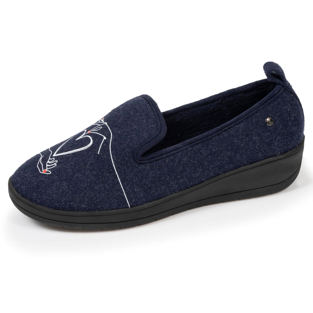 Chaussons charentaises Femme talon Marine - Isotoner