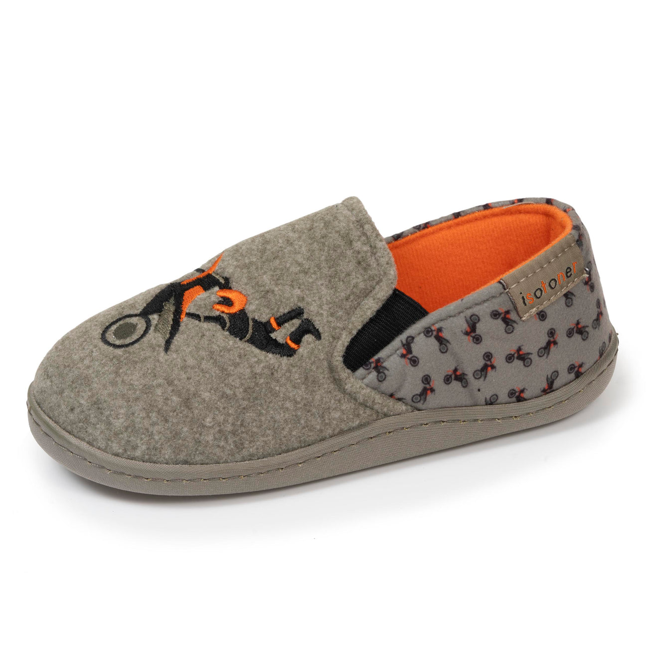 Chaussons mocassins Enfant moto Kaki chiné Isotoner