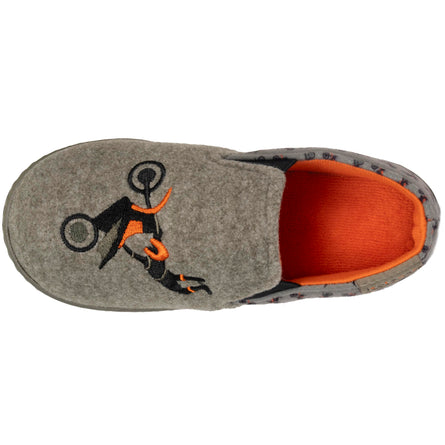 Chaussons mocassins Enfant moto Kaki chiné - Isotoner