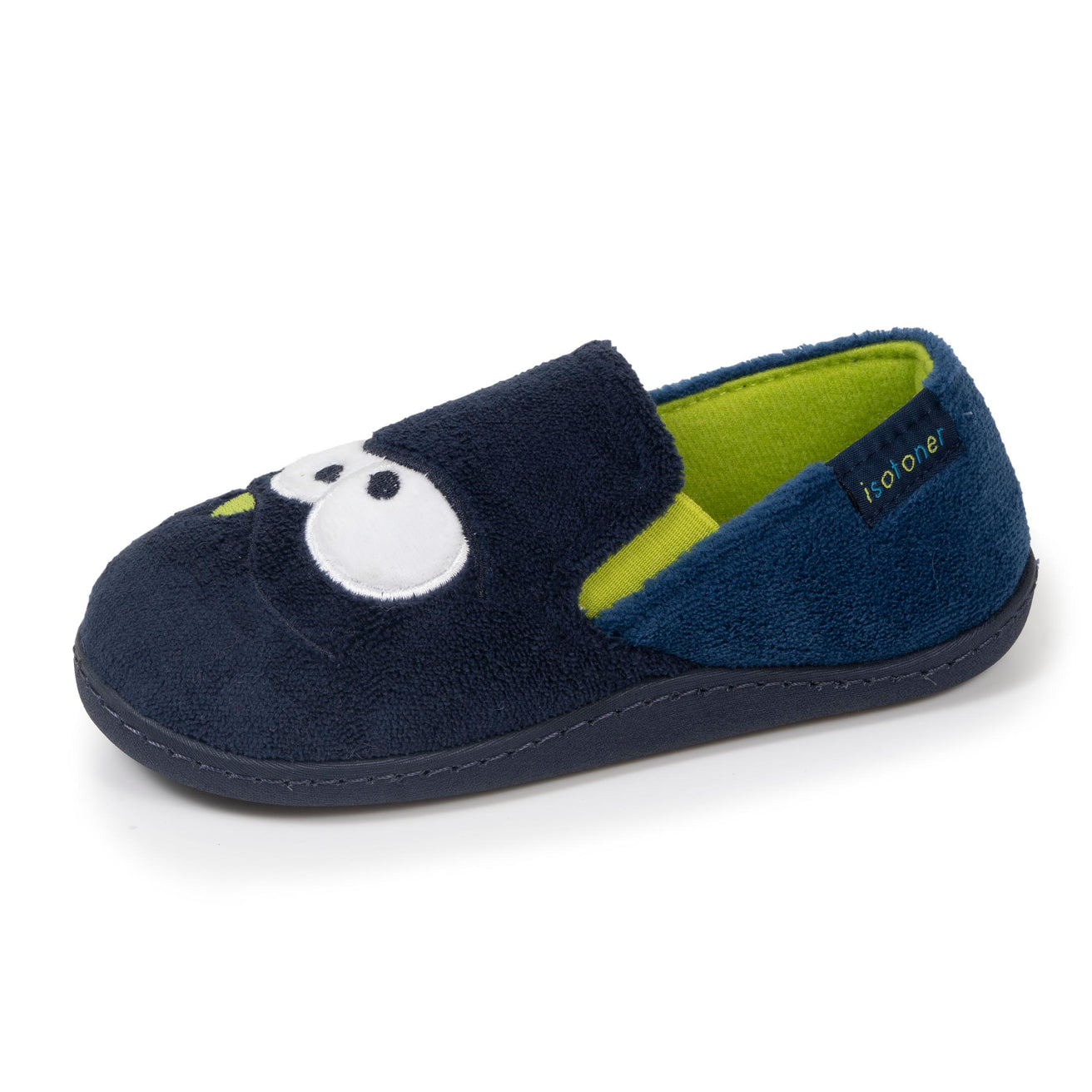 Chaussons mocassins Enfant Marine monstre jaune
