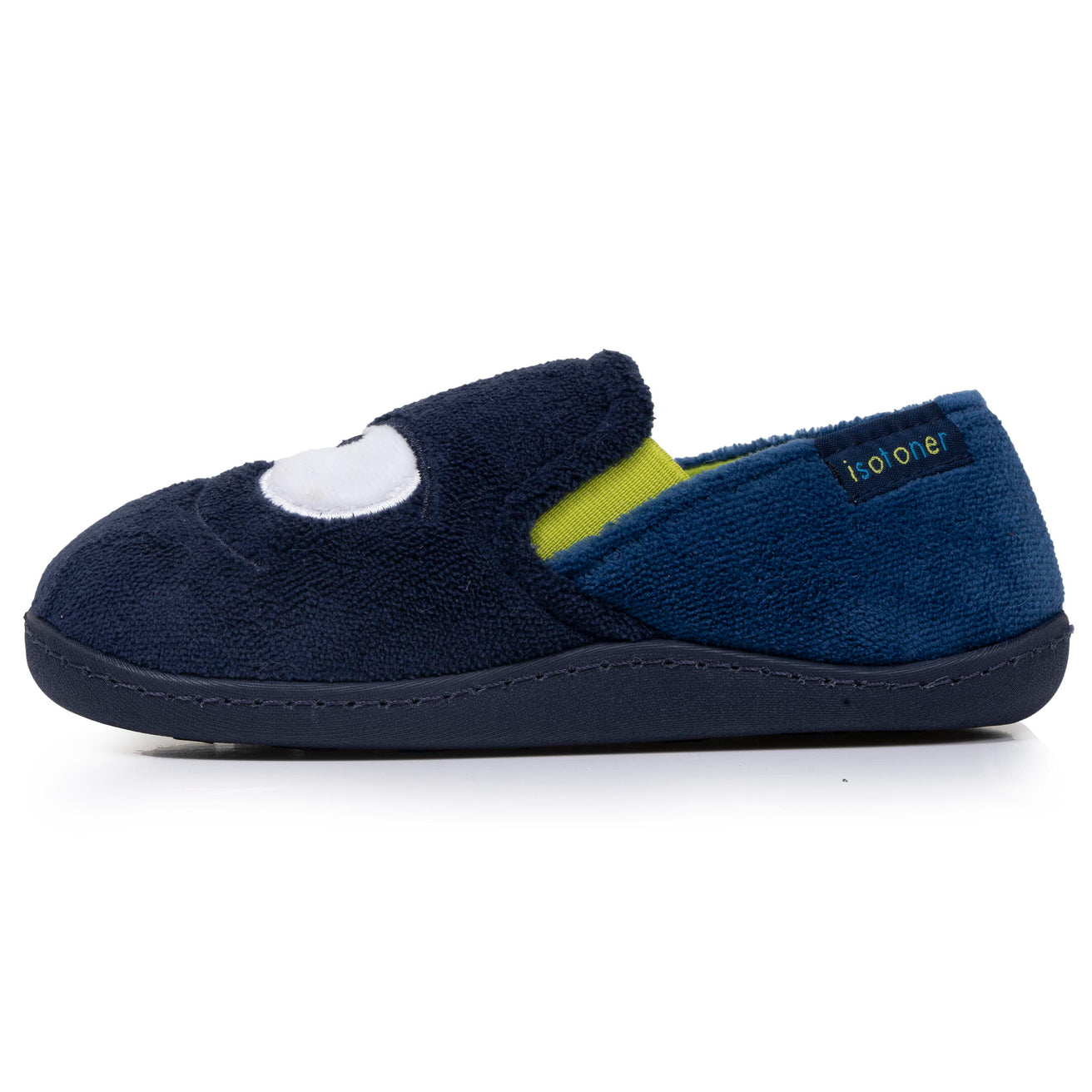 Chaussons mocassins Enfant Marine monstre jaune