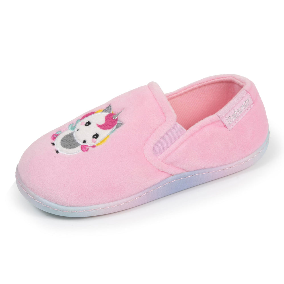 Chaussons mocassins Enfant Rose licorne - Isotoner