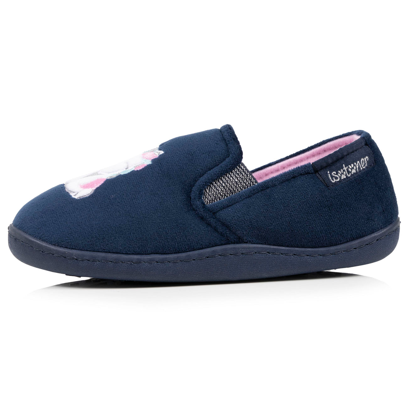 Chaussons mocassins Enfant Marine licorne Rose