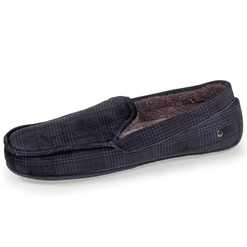Chaussons mocassins Homme carreaux Marine - Isotoner