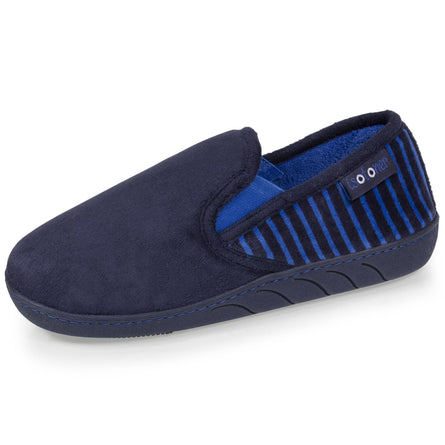Chaussons mocassins Junior rayés Marine - Isotoner