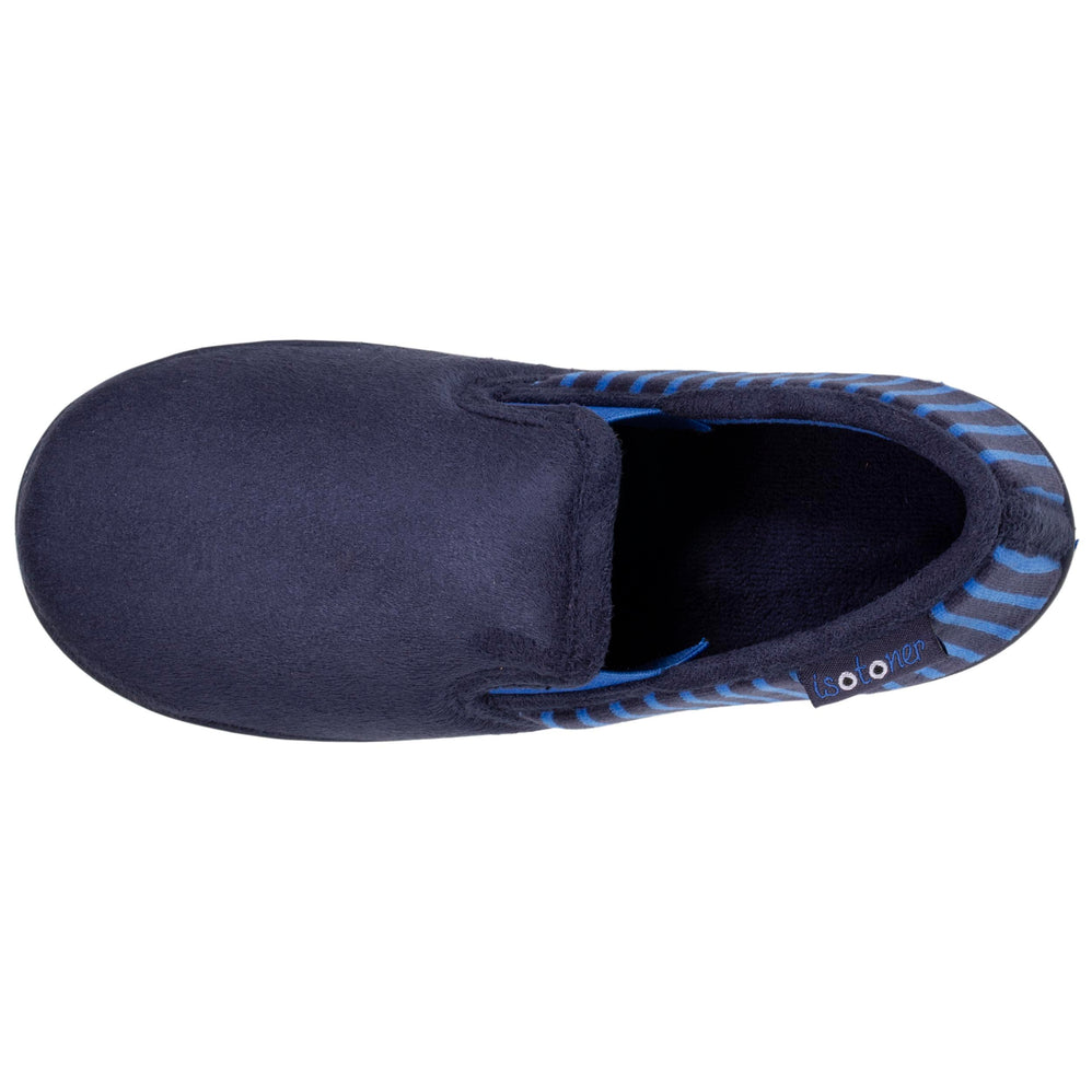 Chaussons mocassins Junior rayés Marine - Isotoner