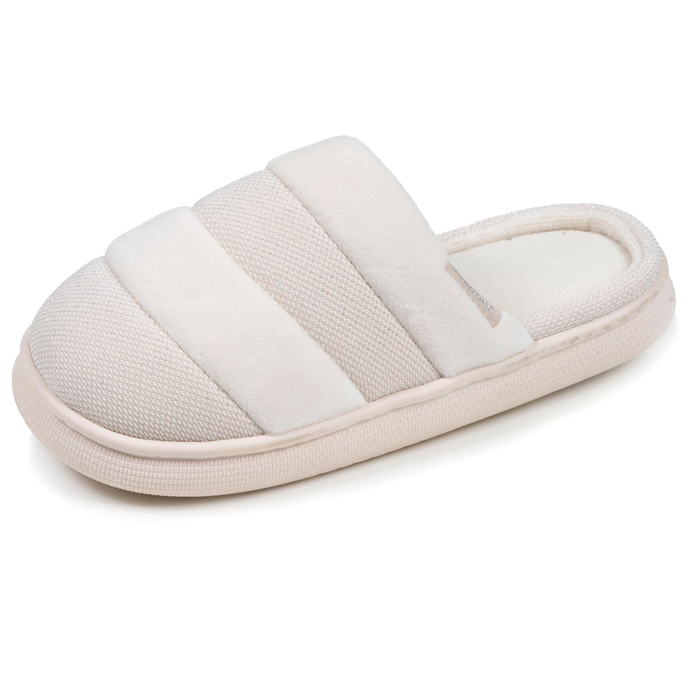 Chaussons mules Femme BLOUP Ivoire bi-matière - Isotoner