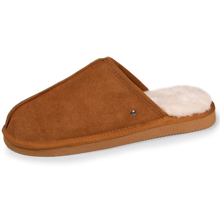 Chaussons mules Homme Cuir Camel - Isotoner