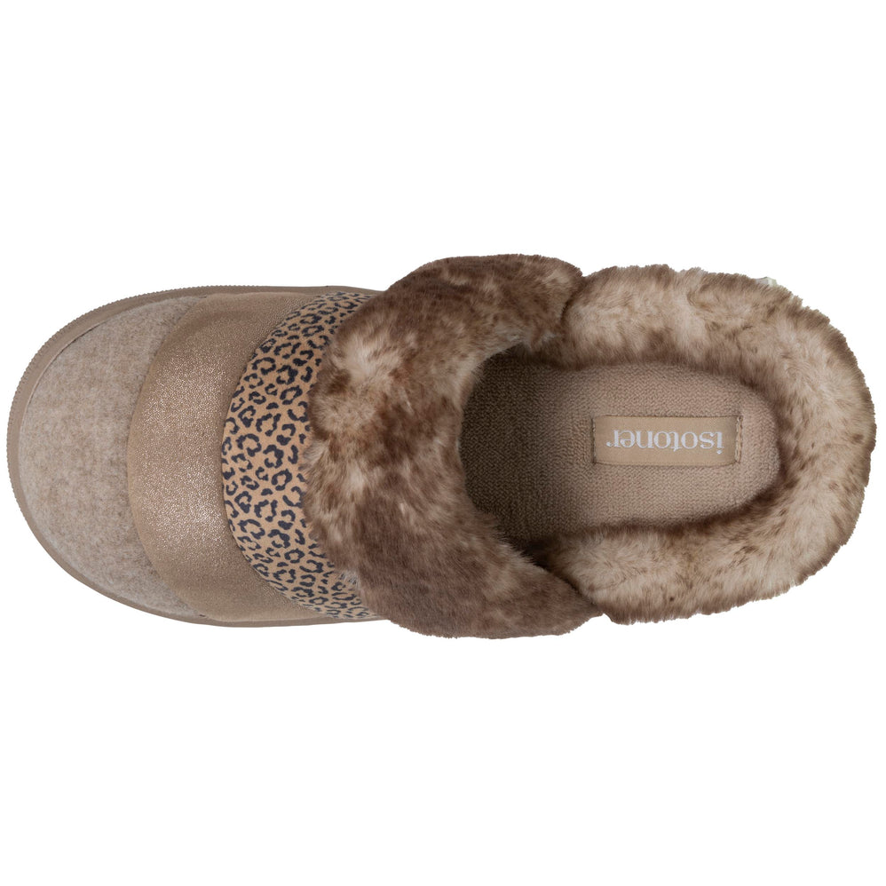 Chaussons mules Femme BLOUP Léopard Beige - Isotoner
