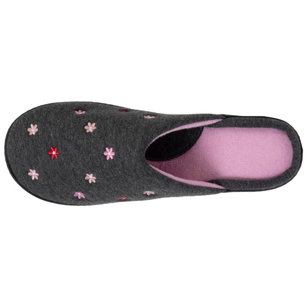 Chaussons mules Femme Fleurs Gris chiné - Isotoner