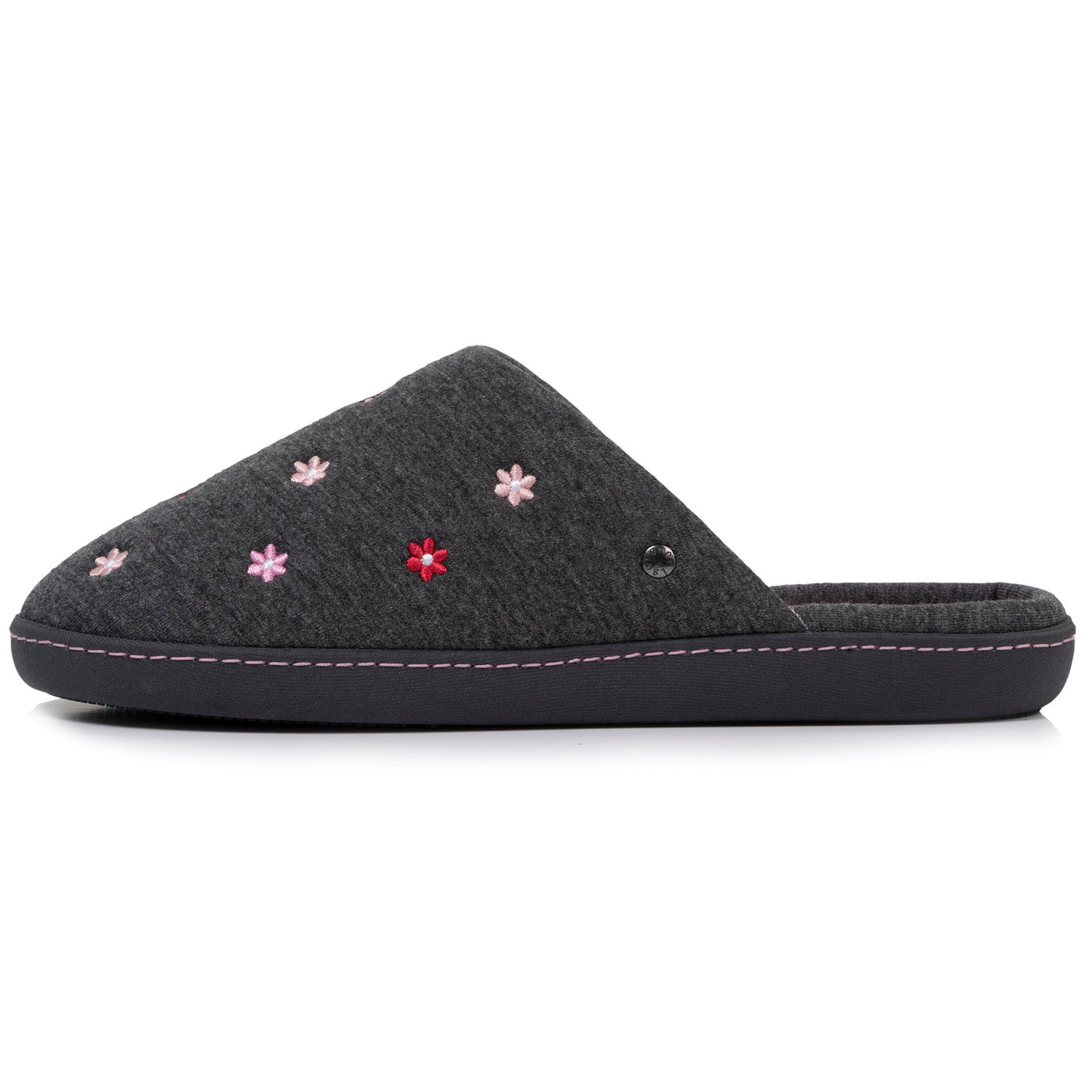 Chaussons mules Femme Fleurs Gris chiné