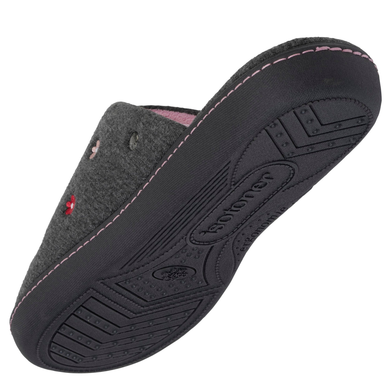 Chaussons mules Femme Fleurs Gris chiné