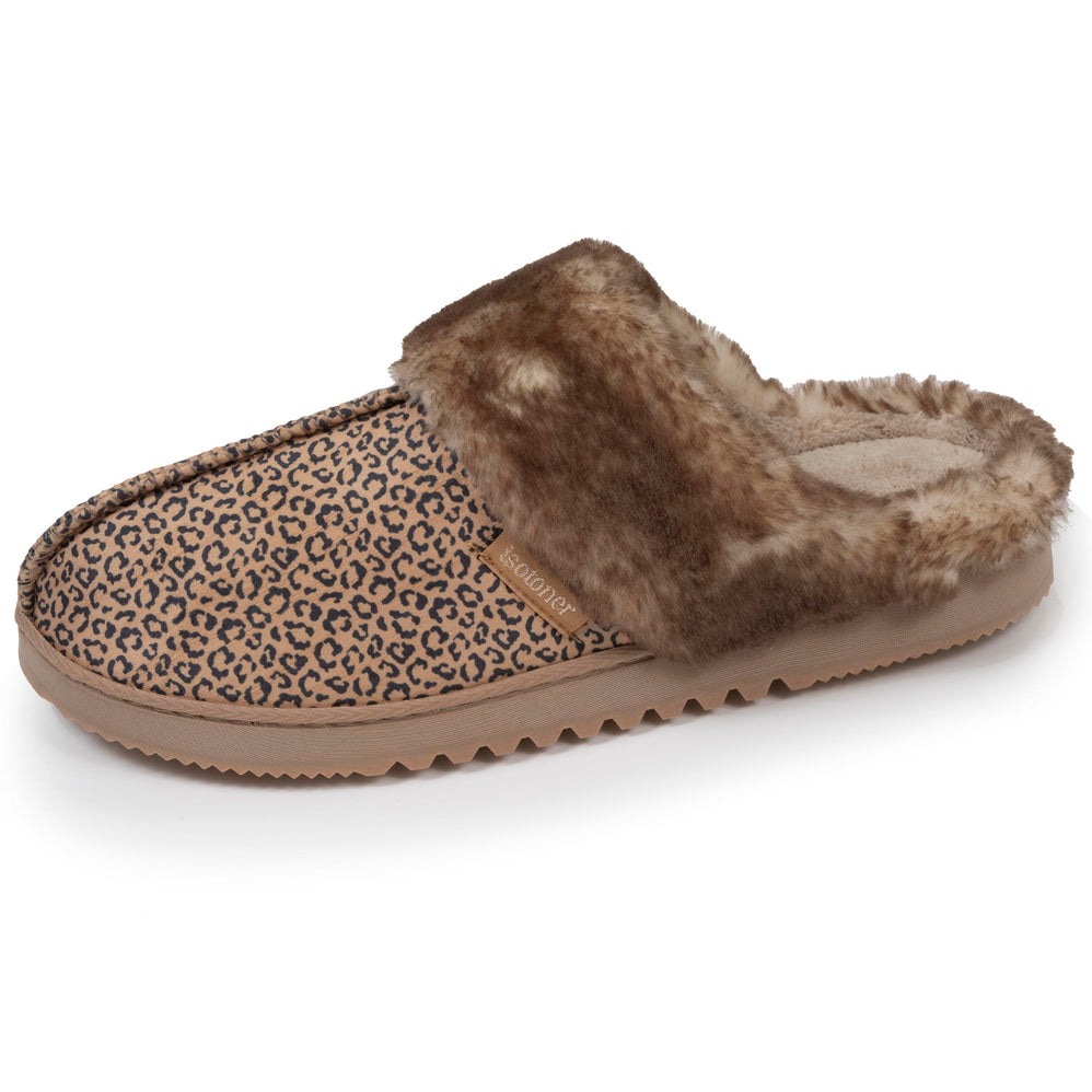 Chaussons mules Femme Léopard Beige - Isotoner