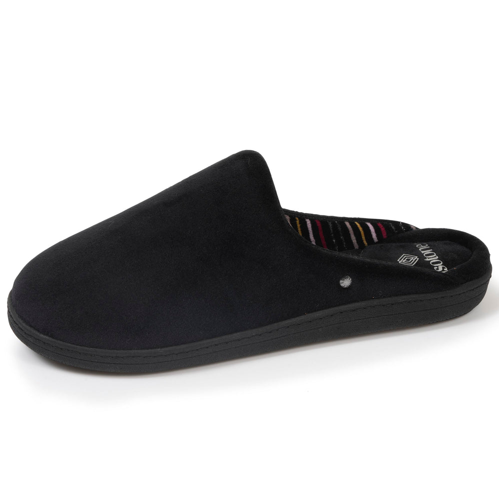 Chaussons mules Femme Noir intérieur rayures - Isotoner