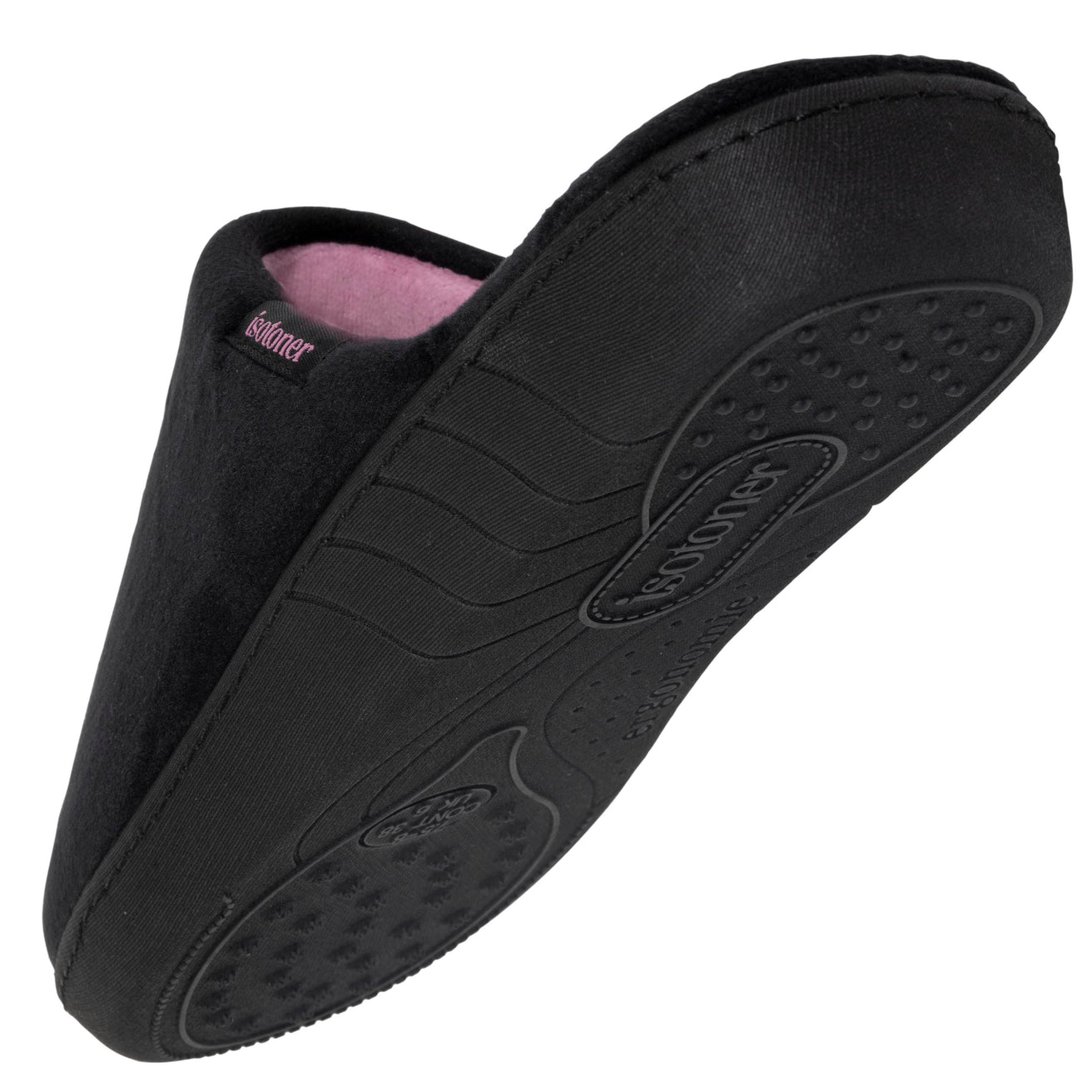 Chaussons mules Femme Noir rayures