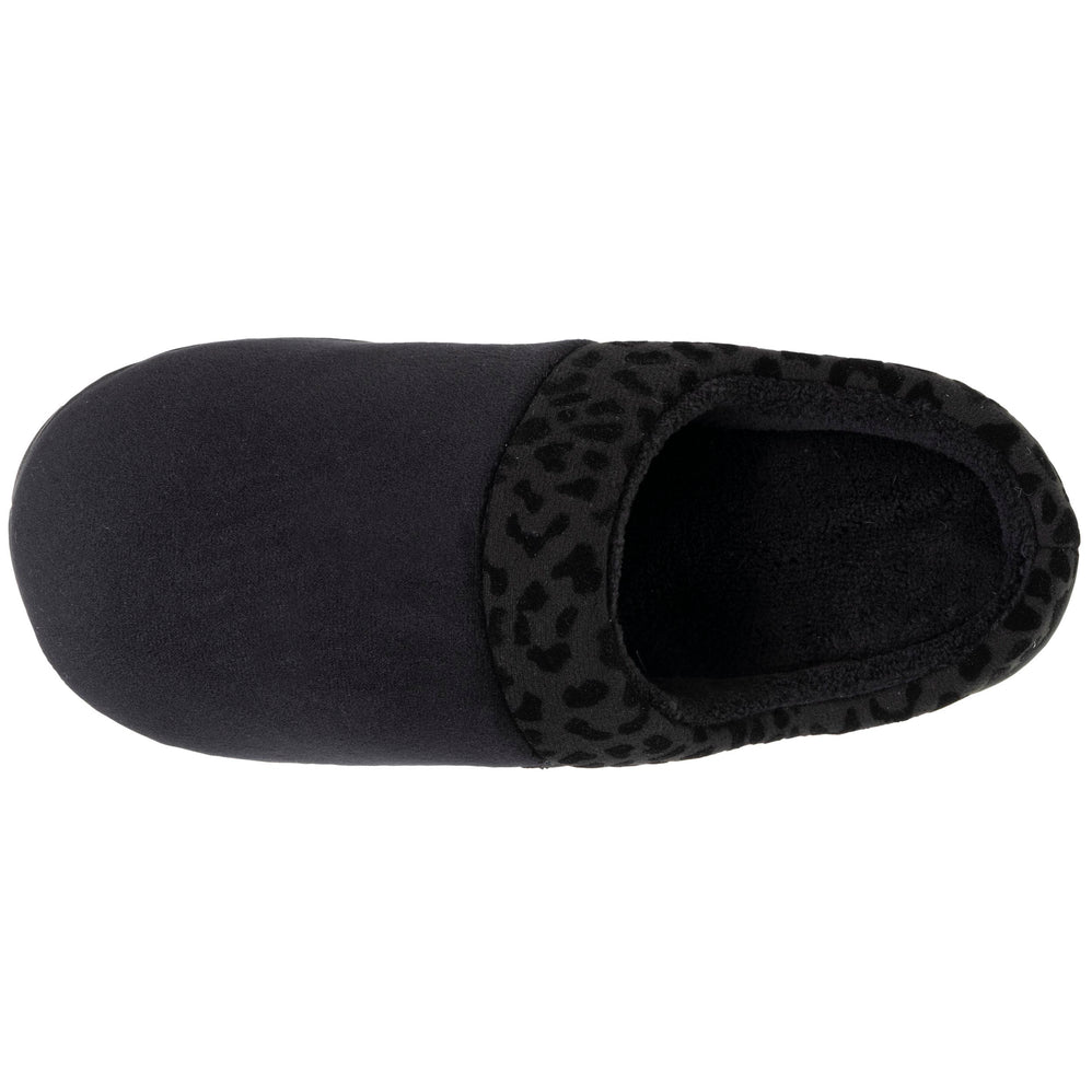 Chaussons mules Femme plateforme Léopard Noir - Isotoner