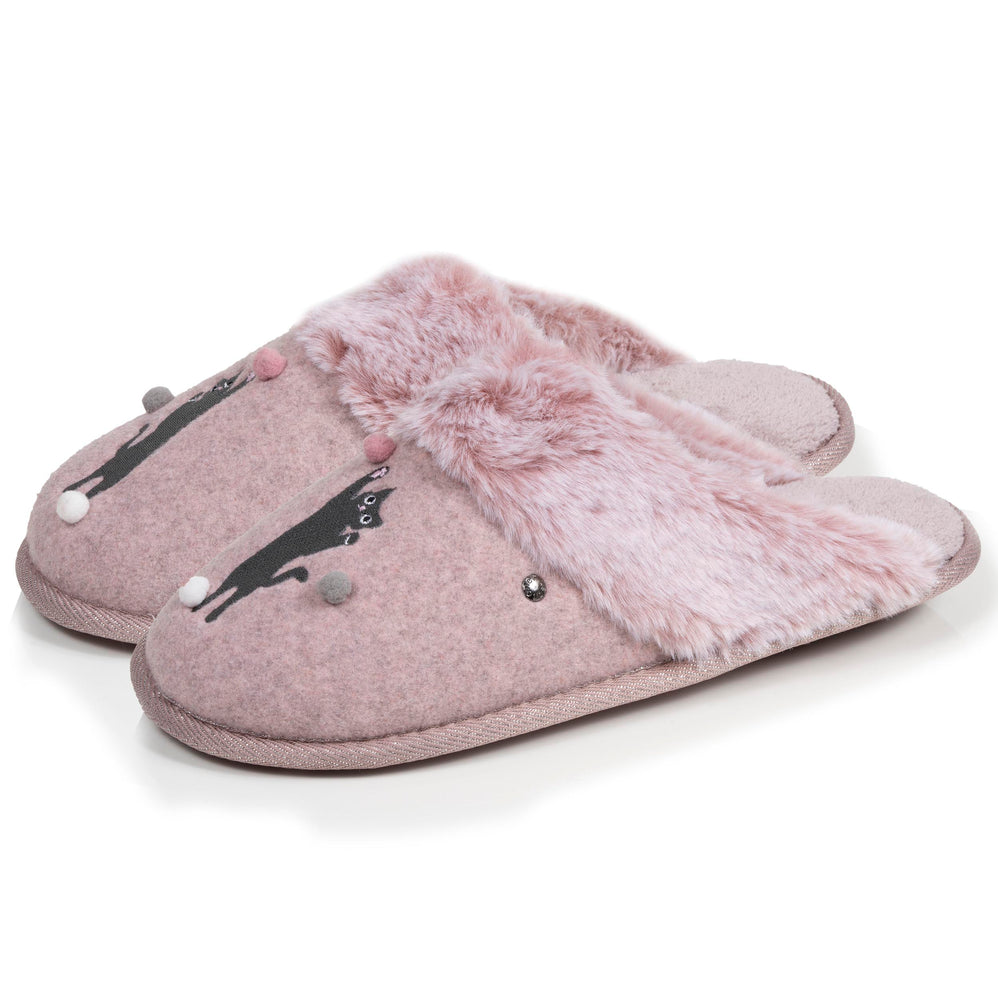 Chaussons mules Femme plates Rose chiné - Isotoner