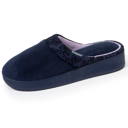 Chaussons mules Femme talon feuilles Marine - Isotoner