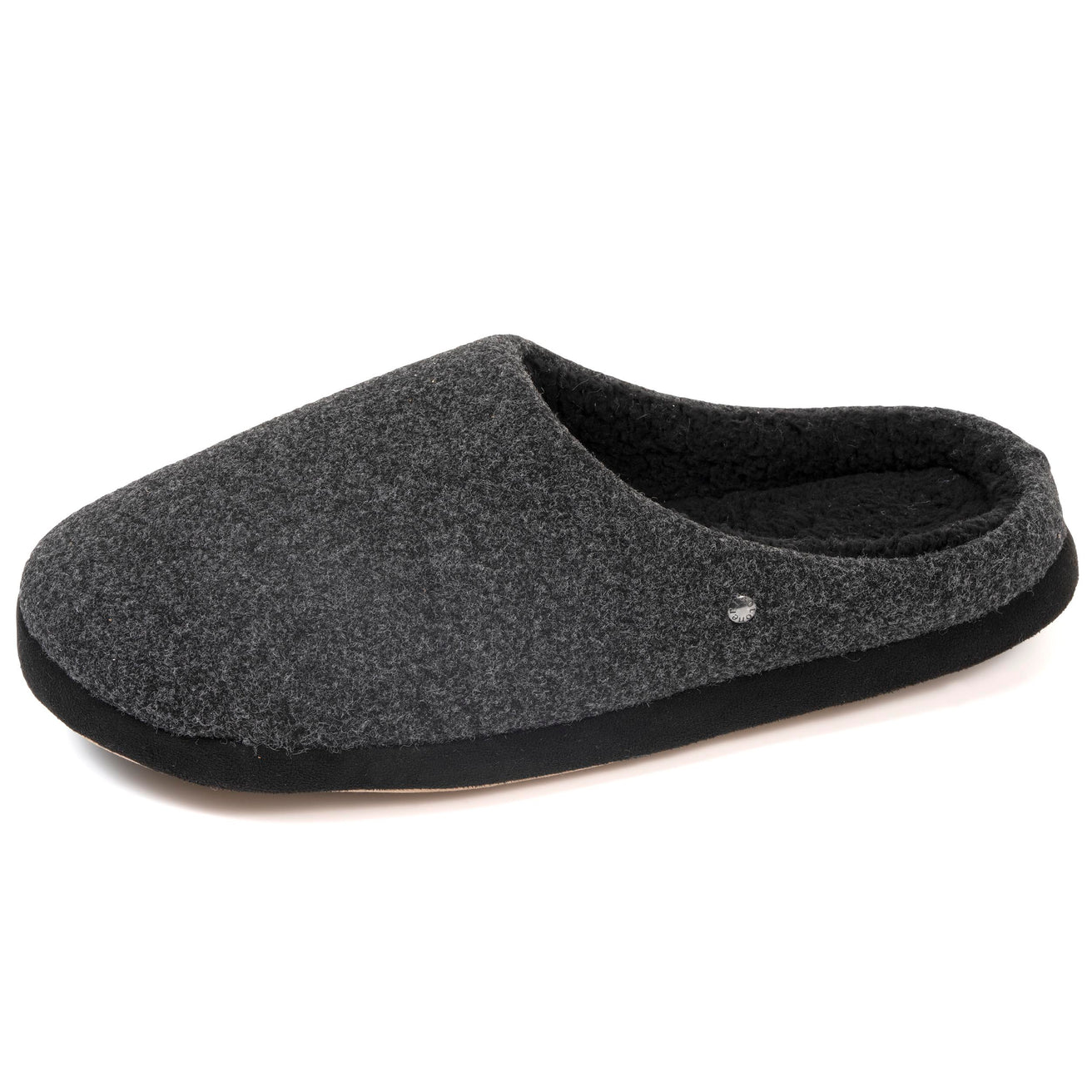 Chaussons mules Homme Noir feutrine chinée