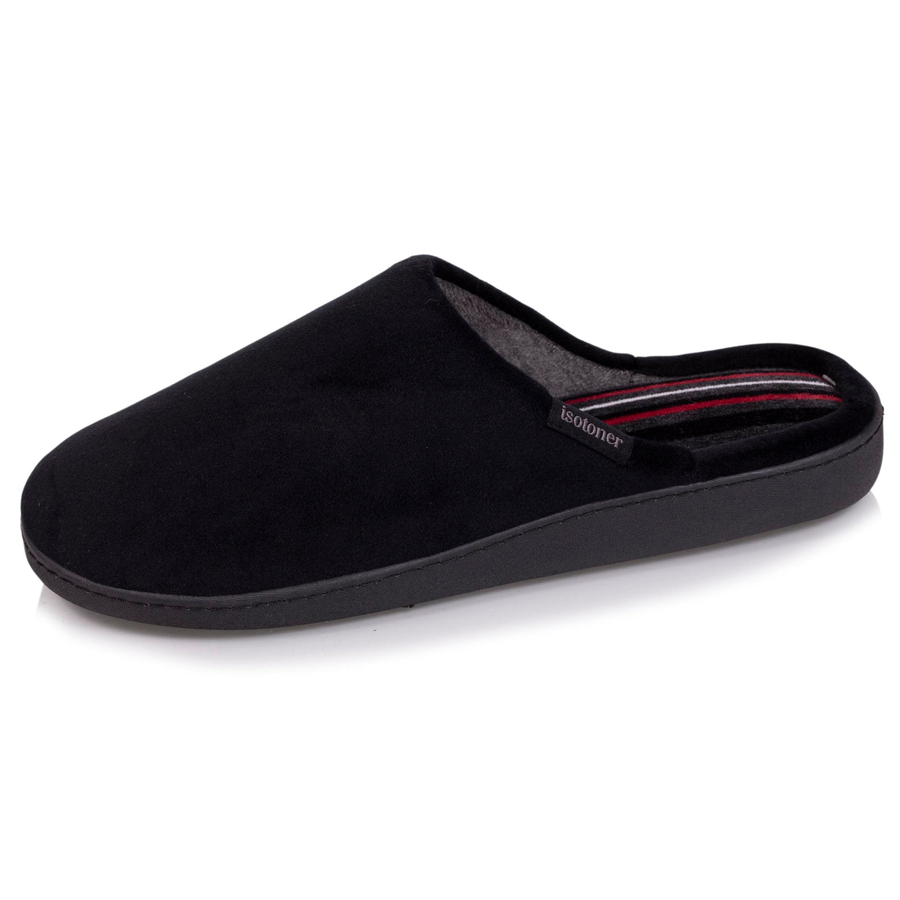 Chaussons mules Homme Noir intérieur rayures Isotoner