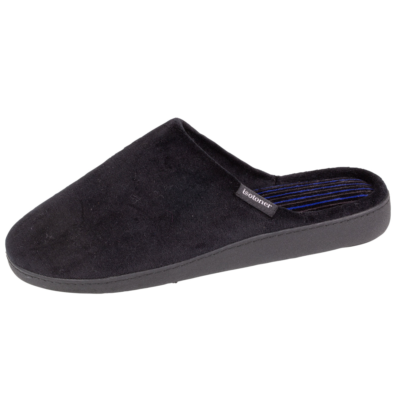Chaussons mules Homme Noir rayures bleues