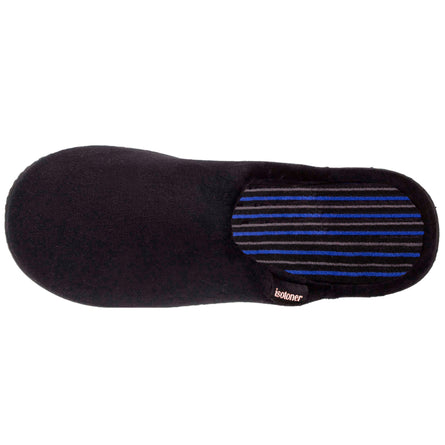 Chaussons mules Homme Noir rayures bleues - Isotoner