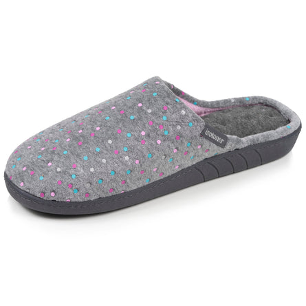 Chaussons mules Femme ergonomiques Pois gris - Isotoner